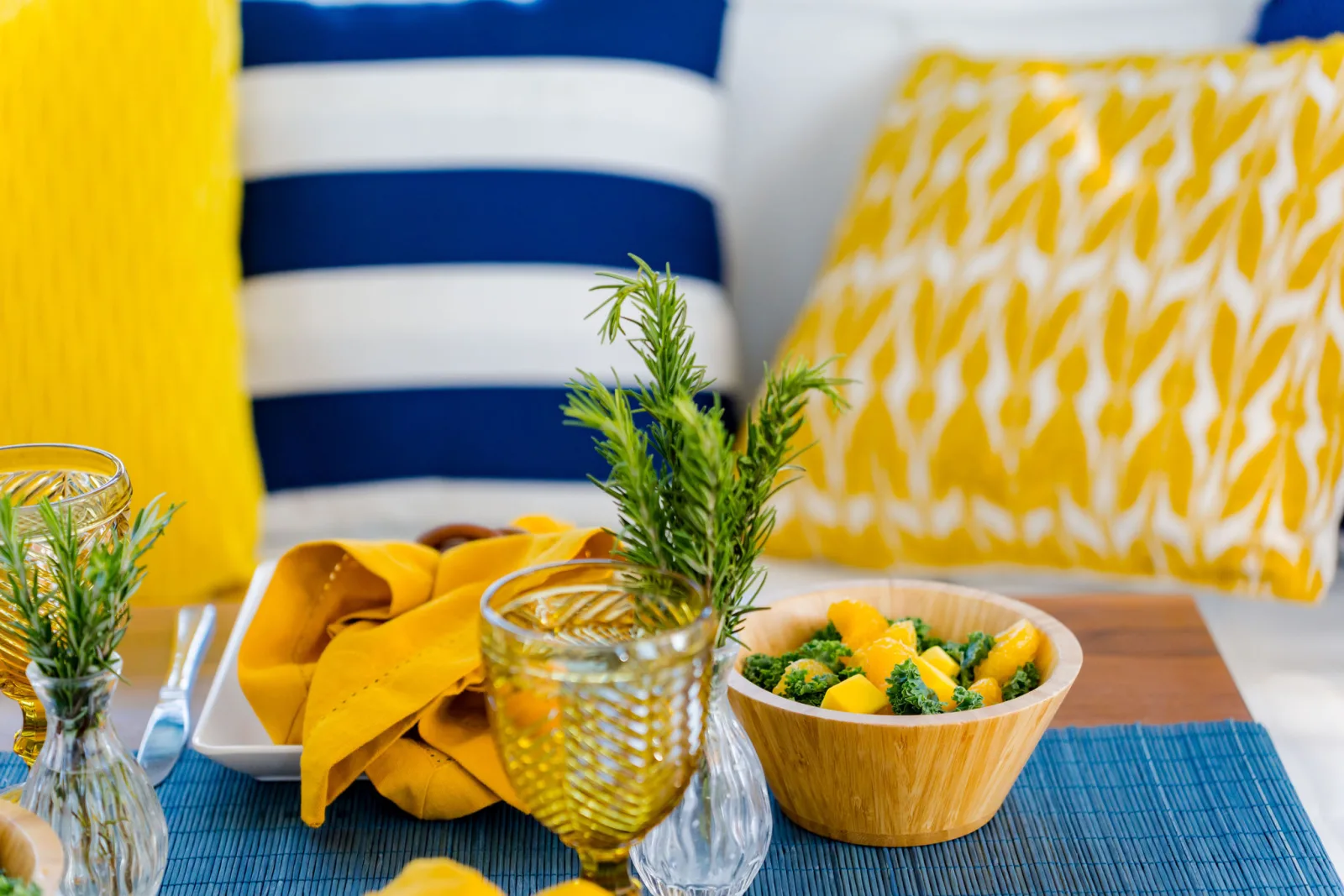 Cushions and table styling in Samia's salon